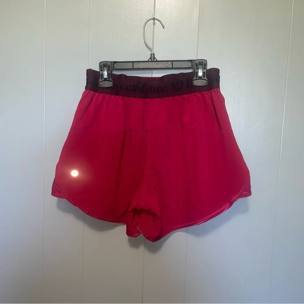 Lululemon Go the Distance Reversible Shorts West2East Stripe Bumble Berry Size 6